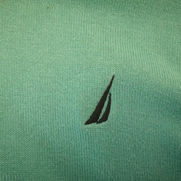 Nautica Men's Size XL V-neck Teal Green Lightweight Loose Fit Sweater - Picture 5 of 9